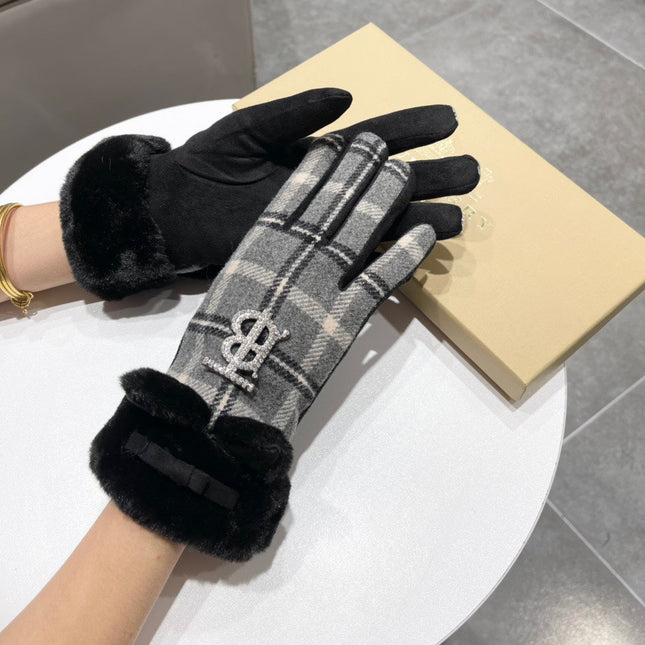 GLOVES IN BLACK WOOL AND RABBIT FUR 158883