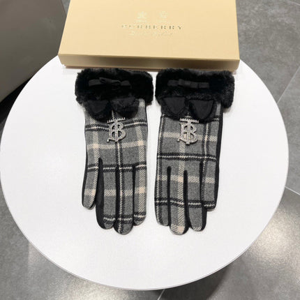 GLOVES IN BLACK WOOL AND RABBIT FUR 158883
