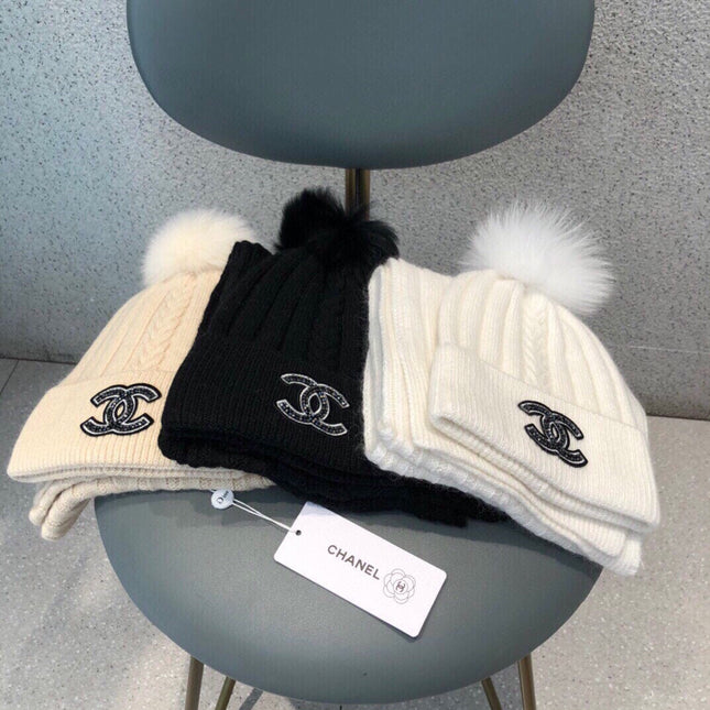 SET SCARF AND HAT IN BISQUE BEIGE WOOL 420821