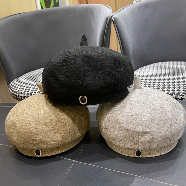 BERET HAT IN BLACK FABRIC 420941