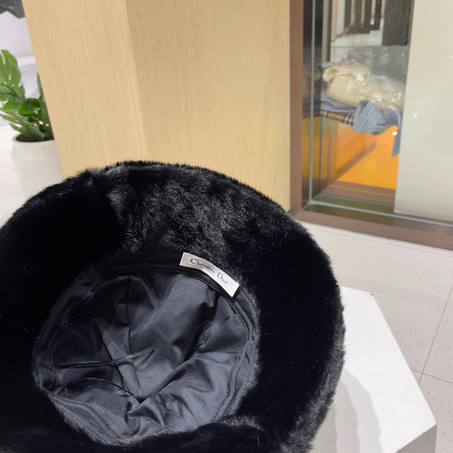 BUCKET HAT WITH CUTE BEAR EARS IN BLACK MINK FUR 422026
