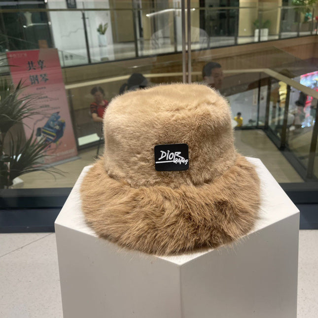 PLUSH FISHERMAN HAT IN CAMEL BEIGE RABBIT FUR 426097