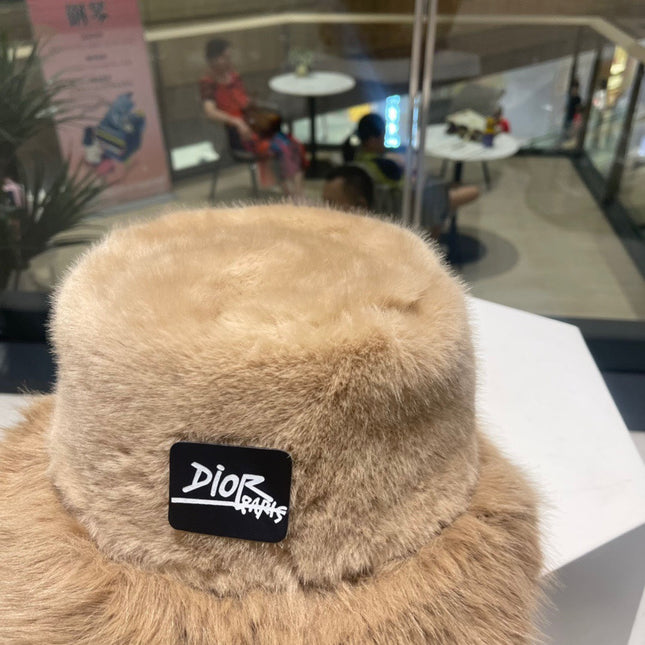 PLUSH FISHERMAN HAT IN CAMEL BEIGE RABBIT FUR 426097