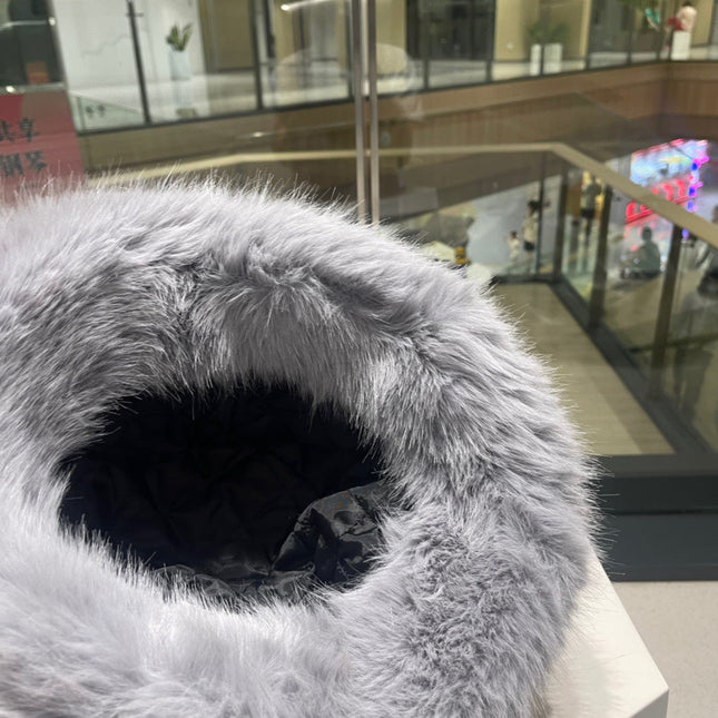 PLUSH FISHERMAN HAT IN GRAY RABBIT FUR 426098
