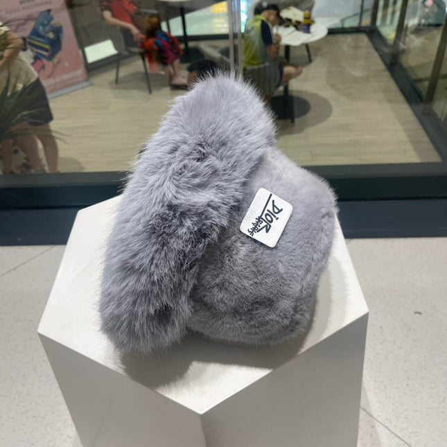 PLUSH FISHERMAN HAT IN GRAY RABBIT FUR 426098