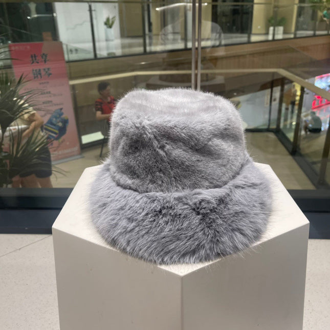 PLUSH FISHERMAN HAT IN GRAY RABBIT FUR 426098