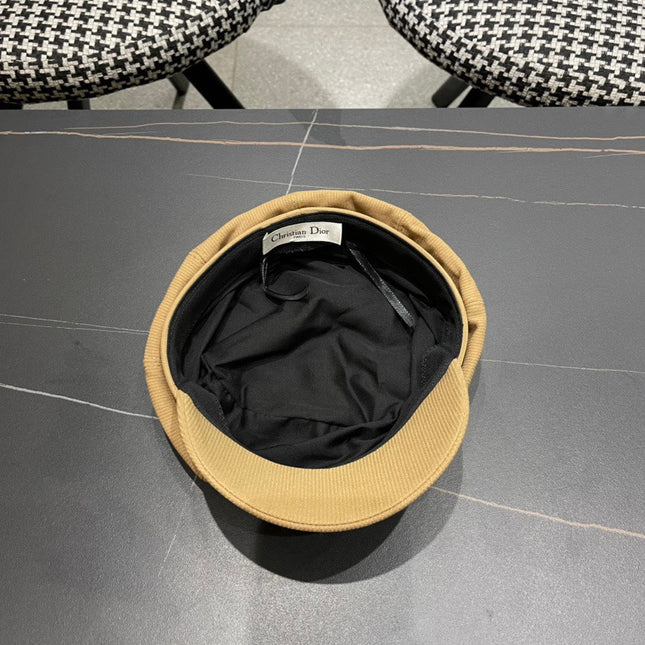 BAKER BOY HAT IN BEIGE YELLOW COTTON 429848