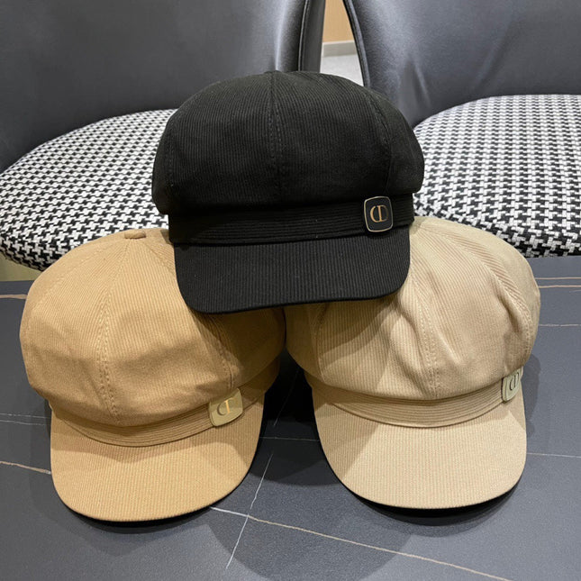 BAKER BOY HAT IN BEIGE YELLOW COTTON 429848