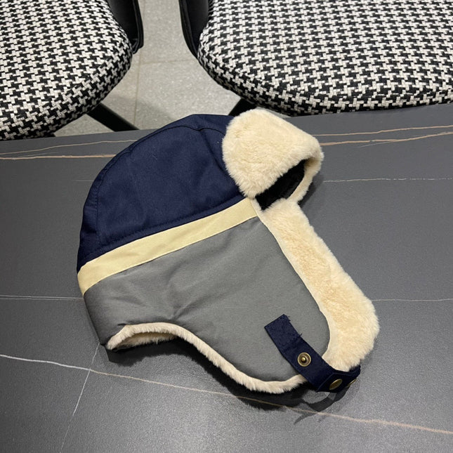 TRAPPER HAT IN DENIM BLUE SUEDE AND RABBIT FUR 439535