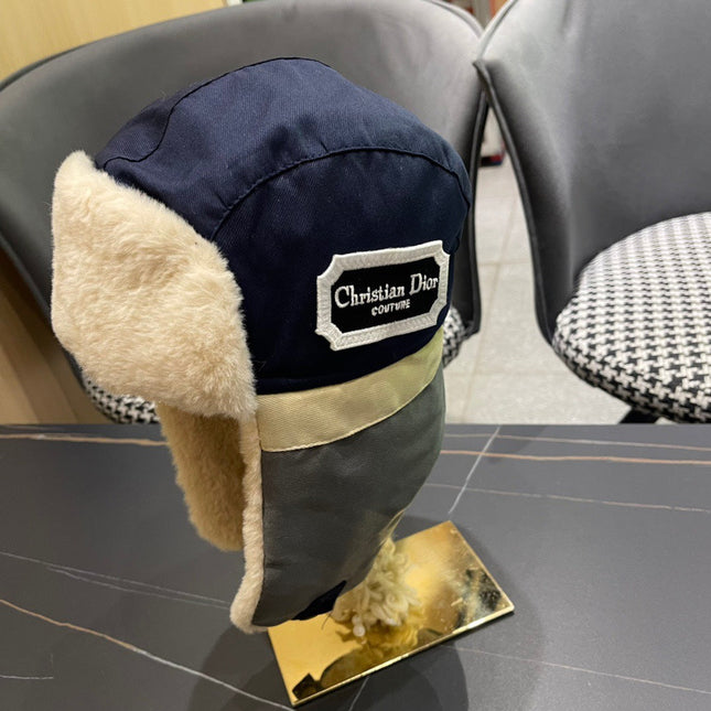 TRAPPER HAT IN DENIM BLUE SUEDE AND RABBIT FUR 439535