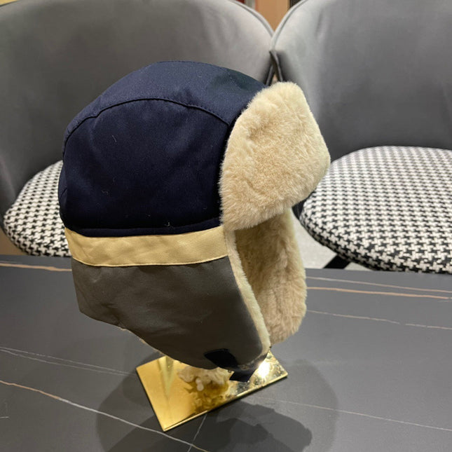 TRAPPER HAT IN DENIM BLUE SUEDE AND RABBIT FUR 439535