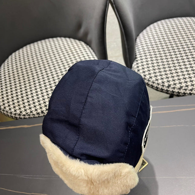 TRAPPER HAT IN DENIM BLUE SUEDE AND RABBIT FUR 439535