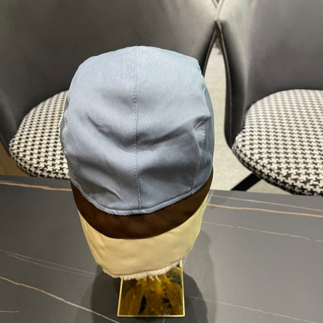 TRAPPER HAT IN LIGHT BLUE SUEDE AND RABBIT FUR 439536