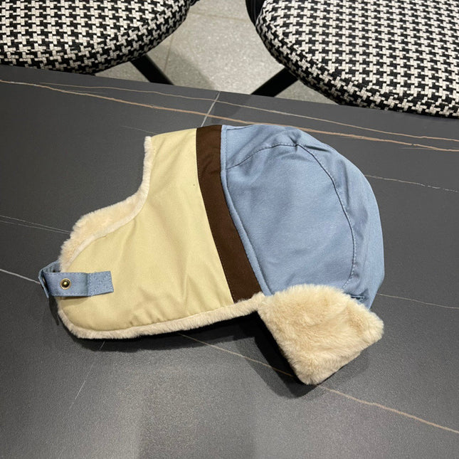 TRAPPER HAT IN LIGHT BLUE SUEDE AND RABBIT FUR 439536