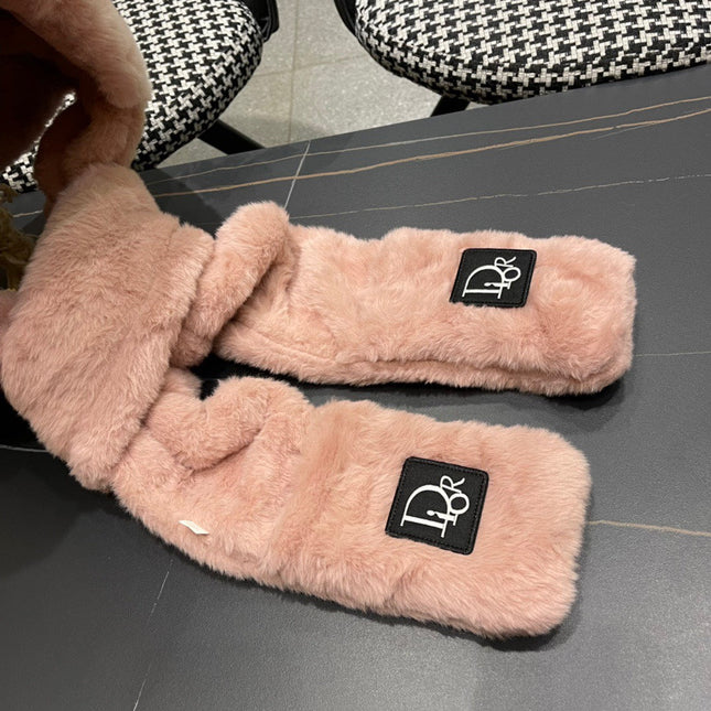 PLUSH WARM HAT IN TUSCAN BEIGE RABBIT FUR WITH FOX EARS 439585