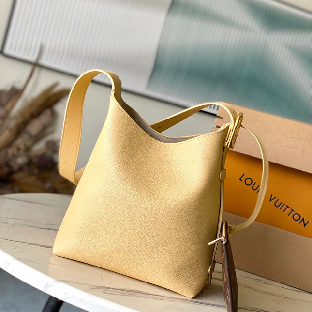 LOW KEY HOBO PM 28 IN URBAN YELLOW CALFSKIN GOLD BUCKLE