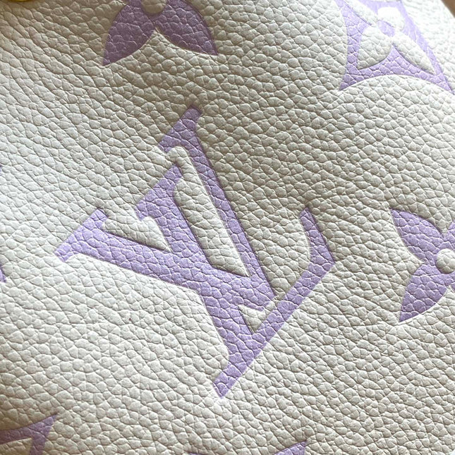 NANO NOÉ 16 IN WHITE PURPLE MONOGRAM EMBOSSED CALFSKIN