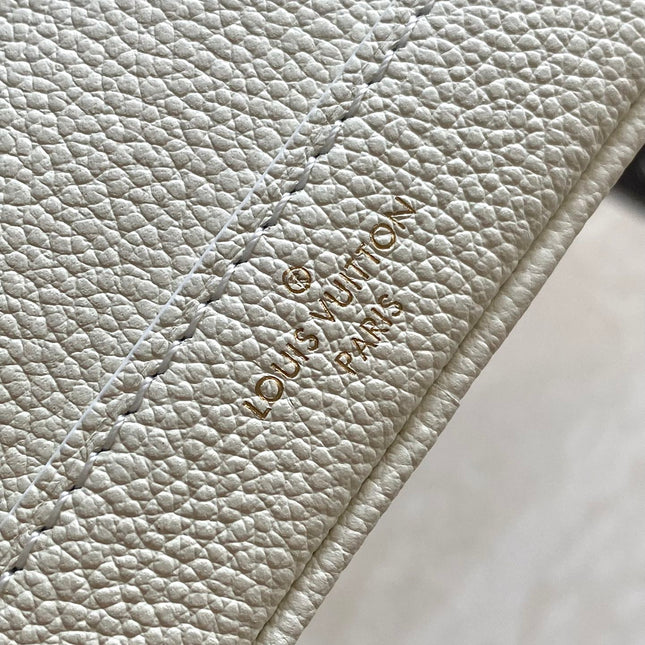NANO NOÉ 16 IN WHITE PURPLE MONOGRAM EMBOSSED CALFSKIN
