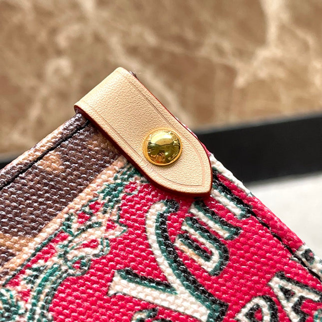 ONTHEGO VOYAGE 35 IN BROWN MONOGRAM CANVAS WITH VINTAGE HOTEL LABELS