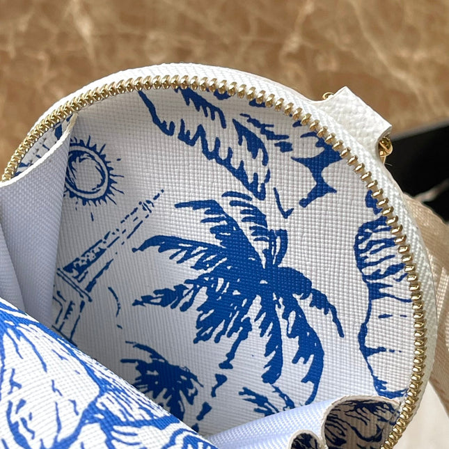 MULTI POCHETTE ACCESSOIRES 24 IN LAGOON BLUE MONOGRAM TILES CANVAS GOLD HARDWARE