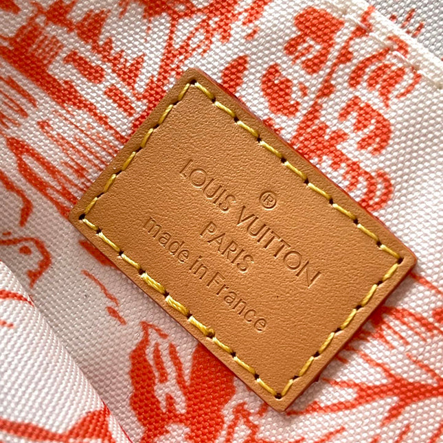 MULTI POCHETTE ACCESSOIRES 24 IN CORAL MONOGRAM TILES CANVAS GOLD HARDWARE