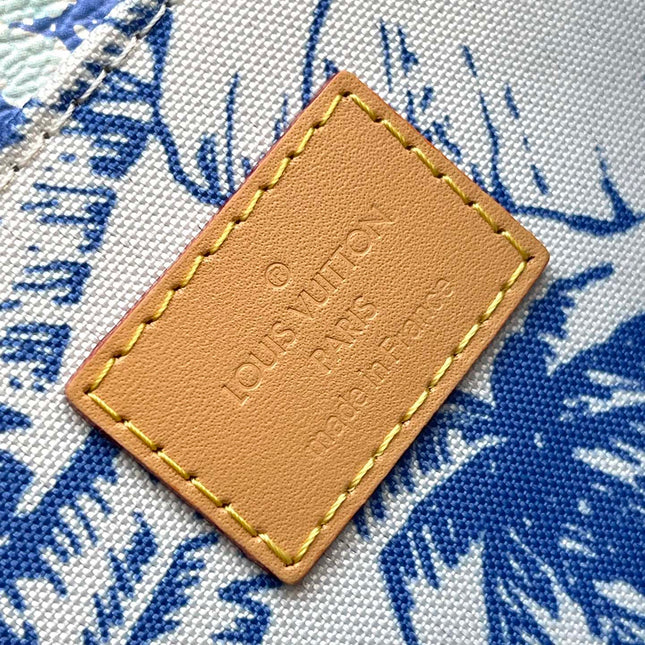 POCHETTE MÉTIS 25 IN LAGOON BLUE MONOGRAM TILES CANVAS GOLD HARDWARE