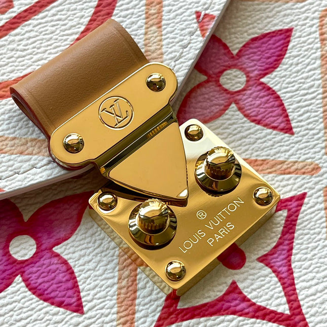 POCHETTE MÉTIS 25 IN CORAL MONOGRAM TILES CANVAS GOLD HARDWARE