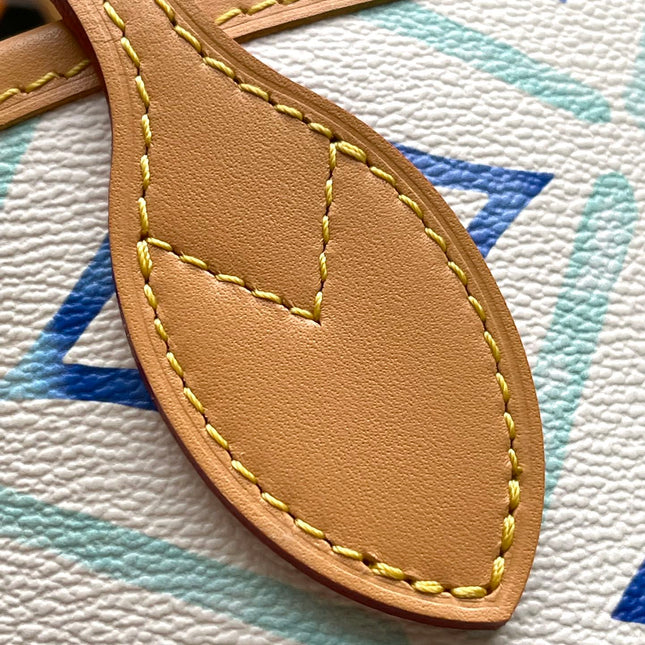 NEVERFULL MM 31 IN LAGOON BLUE MONOGRAM TILES CANVAS