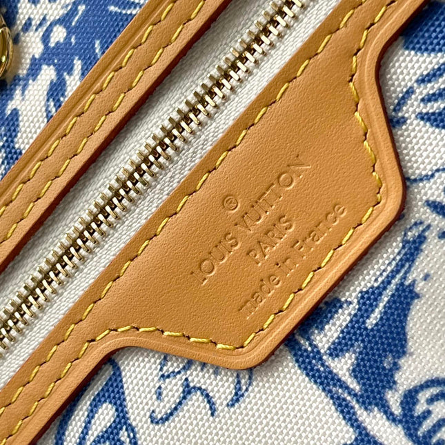 NEVERFULL MM 31 IN LAGOON BLUE MONOGRAM TILES CANVAS