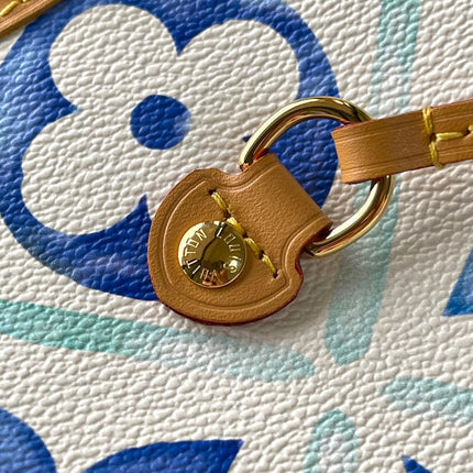 NEVERFULL MM 31 IN LAGOON BLUE MONOGRAM TILES CANVAS