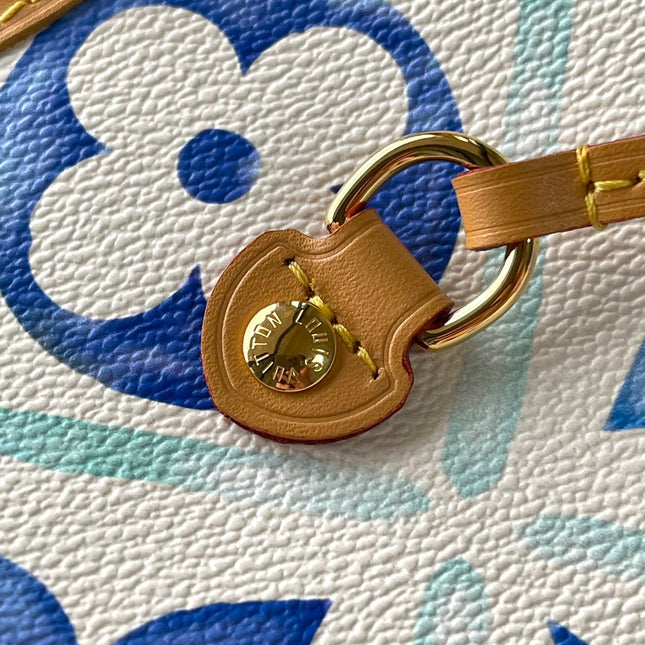 NEVERFULL MM 31 IN LAGOON BLUE MONOGRAM TILES CANVAS