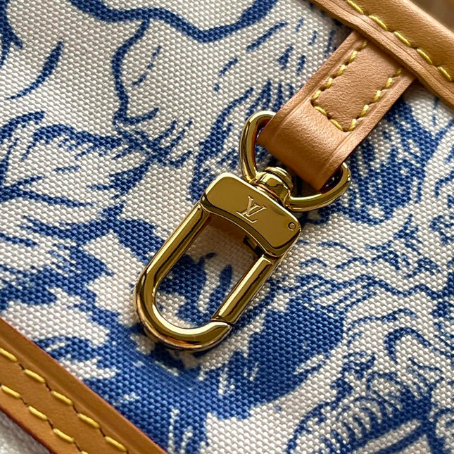 NEVERFULL MM 31 IN LAGOON BLUE MONOGRAM TILES CANVAS