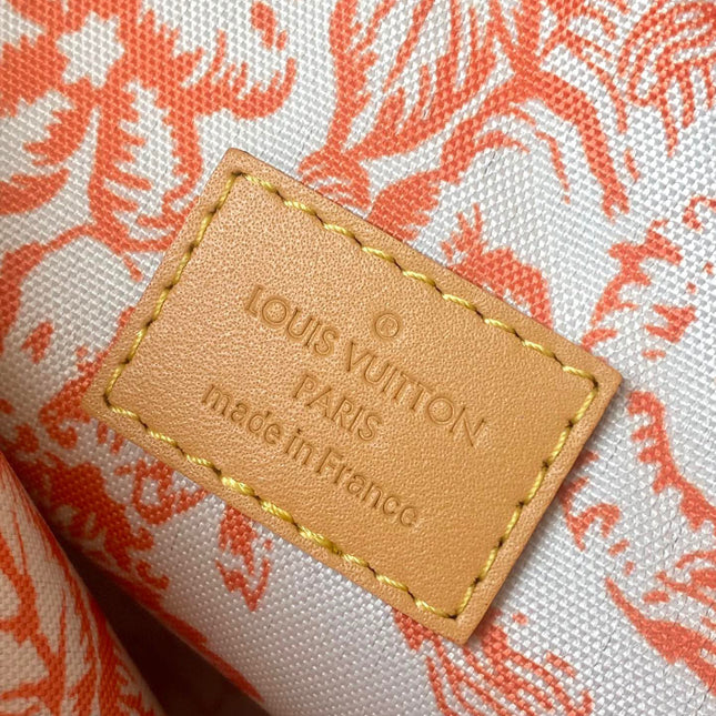 NEVERFULL MM 31 IN CORAL MONOGRAM TILES CANVAS