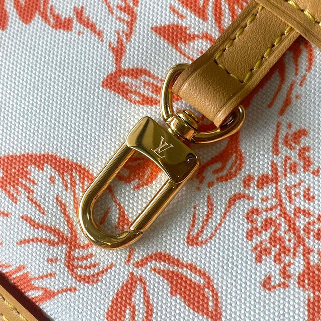 NEVERFULL MM 31 IN CORAL MONOGRAM TILES CANVAS