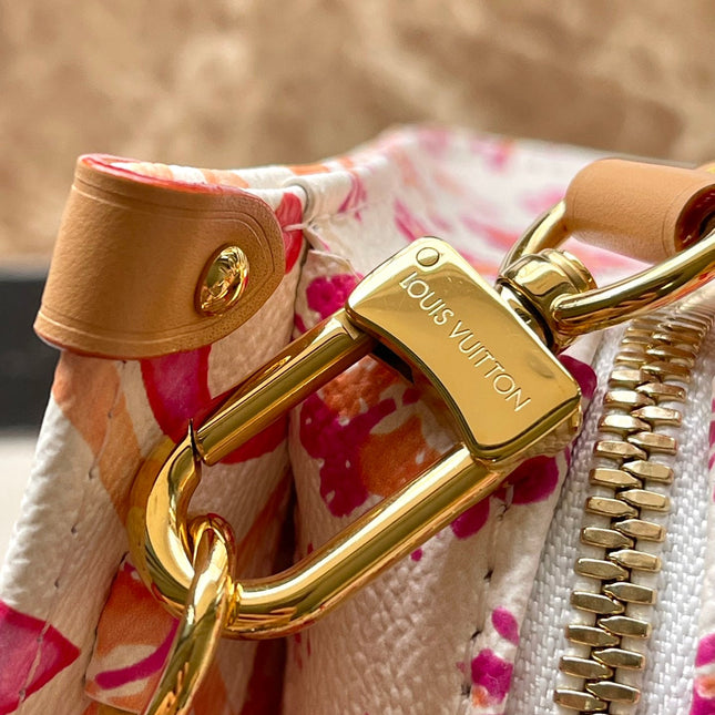 ONTHEGO EAST WEST 25 IN CORAL MONOGRAM TILES CANVAS