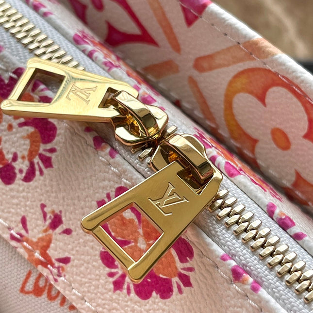 ONTHEGO EAST WEST 25 IN CORAL MONOGRAM TILES CANVAS