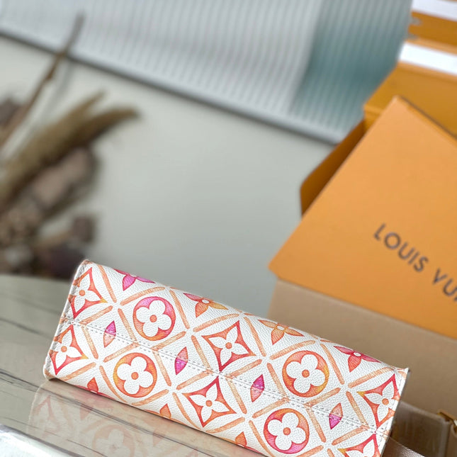 ONTHEGO EAST WEST 25 IN CORAL MONOGRAM TILES CANVAS