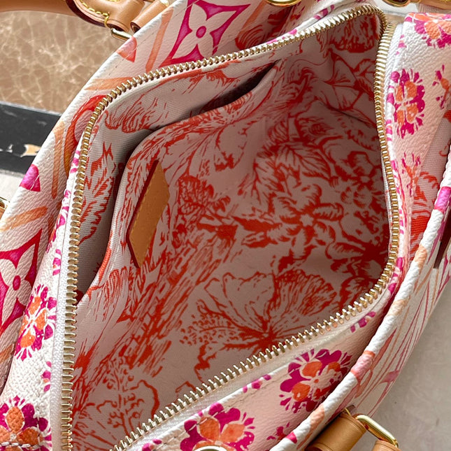 ONTHEGO EAST WEST 25 IN CORAL MONOGRAM TILES CANVAS