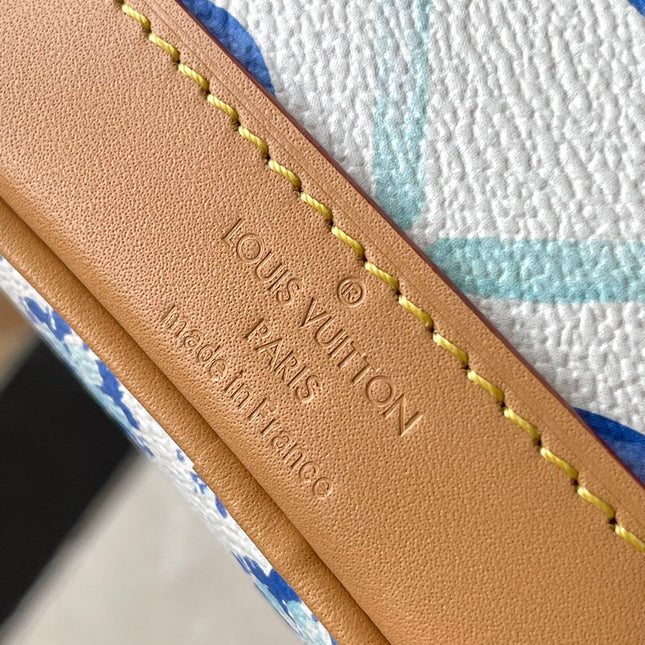 NANO NOÉ 16 IN LAGOON BLUE MONOGRAM TILES CANVAS