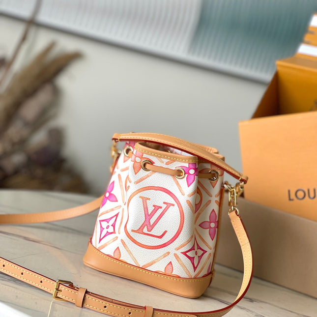 NANO NOÉ 16 IN CORAL MONOGRAM TILES CANVAS