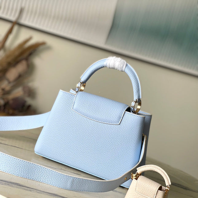 CAPUCINES BB 26 IN CANDY BLUE TAURILLON GOLD HARDWARE