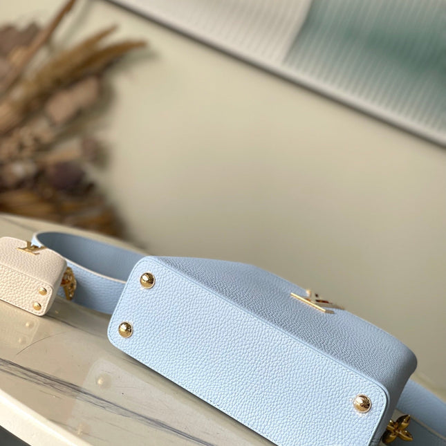 CAPUCINES BB 26 IN CANDY BLUE TAURILLON GOLD HARDWARE