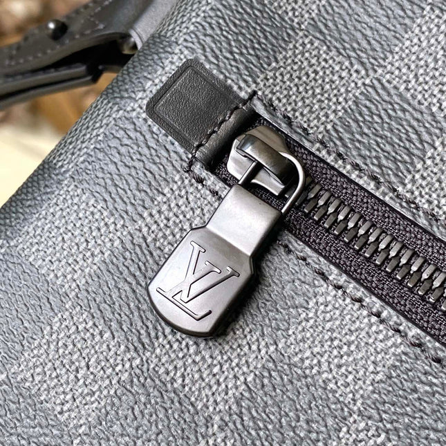 TAKEOFF POUCH 30 IN GREY BLACK DAMIER GRAPHITE CANVAS