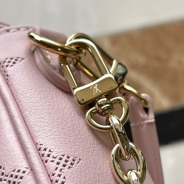 WALLET ON CHAIN IVY 23 IN LIGHT PINK MONOGRAM PERFORATED CALFSKIN GOLD HARDWARE