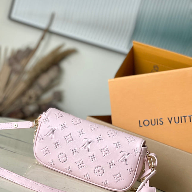 WALLET ON CHAIN IVY 23 IN LIGHT PINK MONOGRAM PERFORATED CALFSKIN GOLD HARDWARE