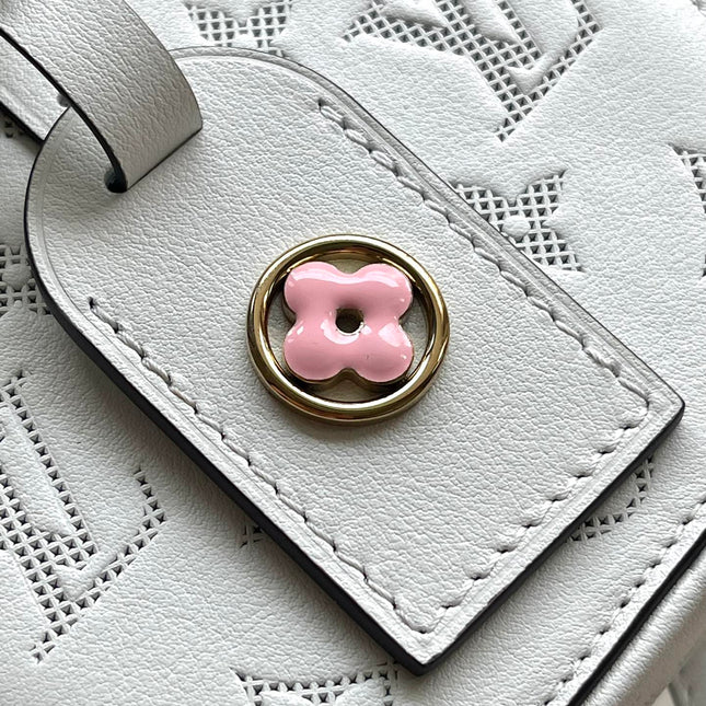 MINI BOITE CHAPEAU 13 IN WHITE MONOGRAM PERFORATED CALFSKIN