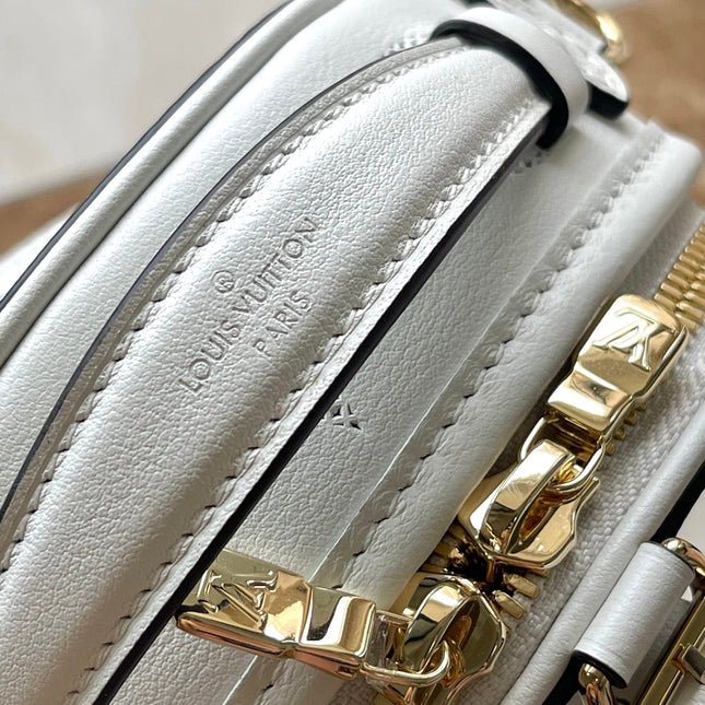 MINI BOITE CHAPEAU 13 IN WHITE MONOGRAM PERFORATED CALFSKIN