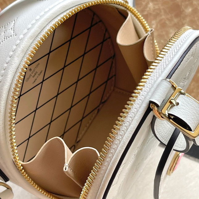 MINI BOITE CHAPEAU 13 IN WHITE MONOGRAM PERFORATED CALFSKIN