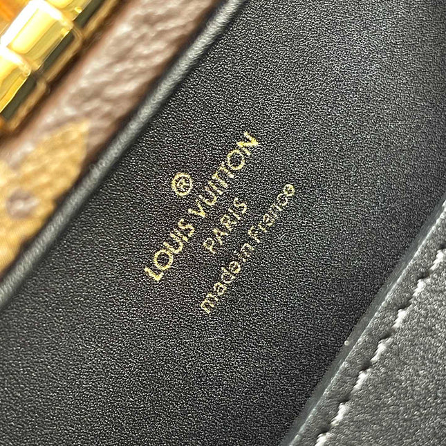 PETITE VALISE 22 IN BROWN MONOGRAM REVERSE CANVAS AND BLACK CALFSKIN TRIM GOLD HARDWARE