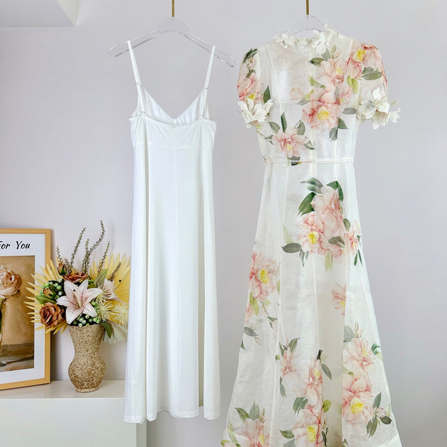 DITSY FLORAL PRINT LONG DRESS NATURA 25S IN SILK 266337